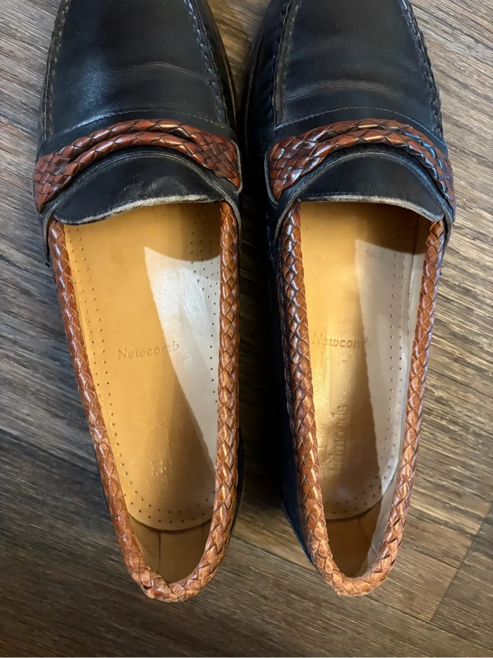 Allen Edmonds Mens Newcomb Loafer Size 10 D Black Braid Strap Slip On Dress Shoe
